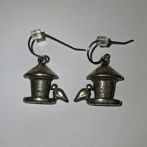 Jim Clift Pewter Birdhouse Earrings